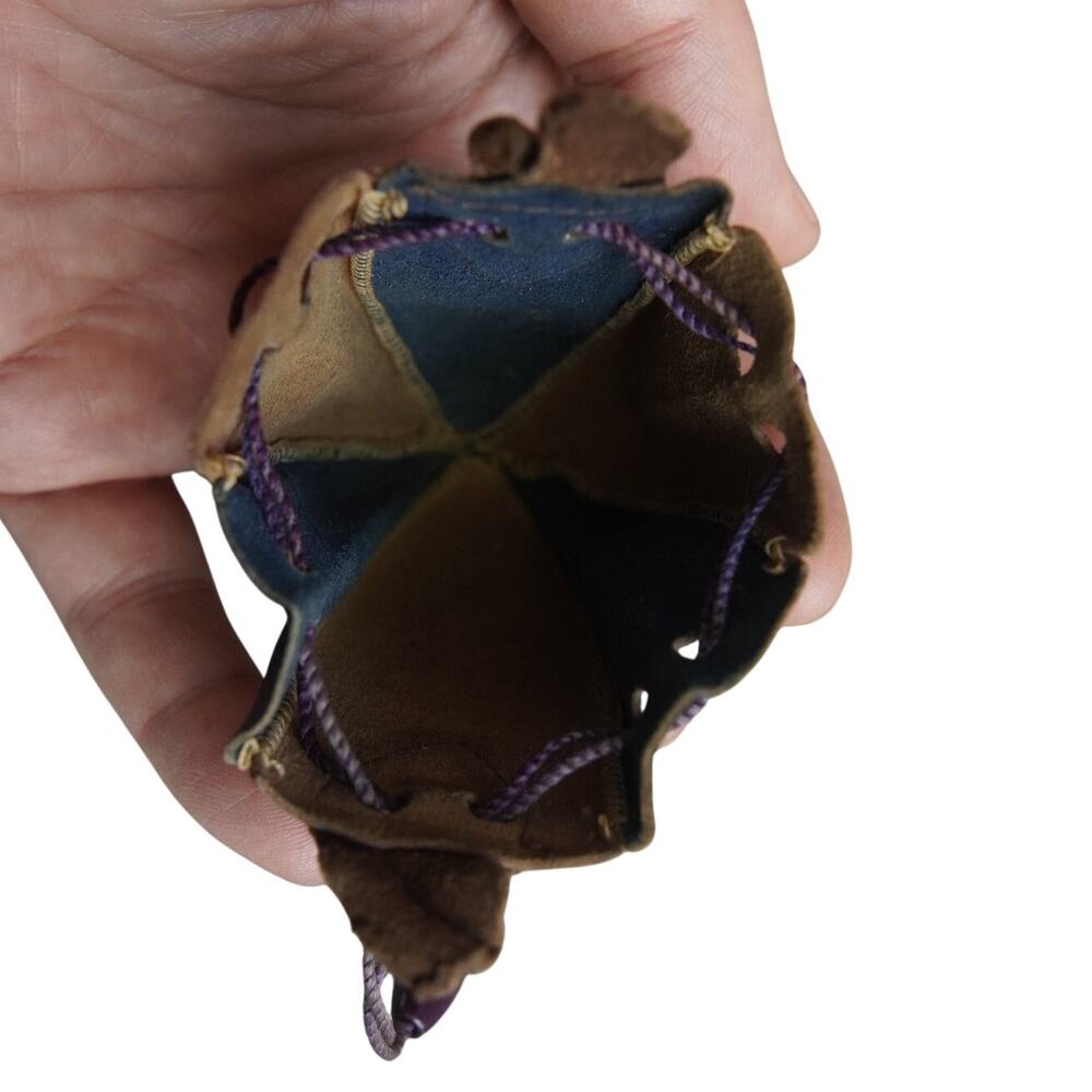 Vintage Mini Leather Coin Purse Moroccan Style Folding Pouch Tassel 4.5" - Picture 4 of 5